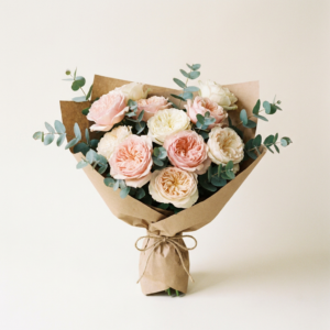 Bouquet de grandes roses blush