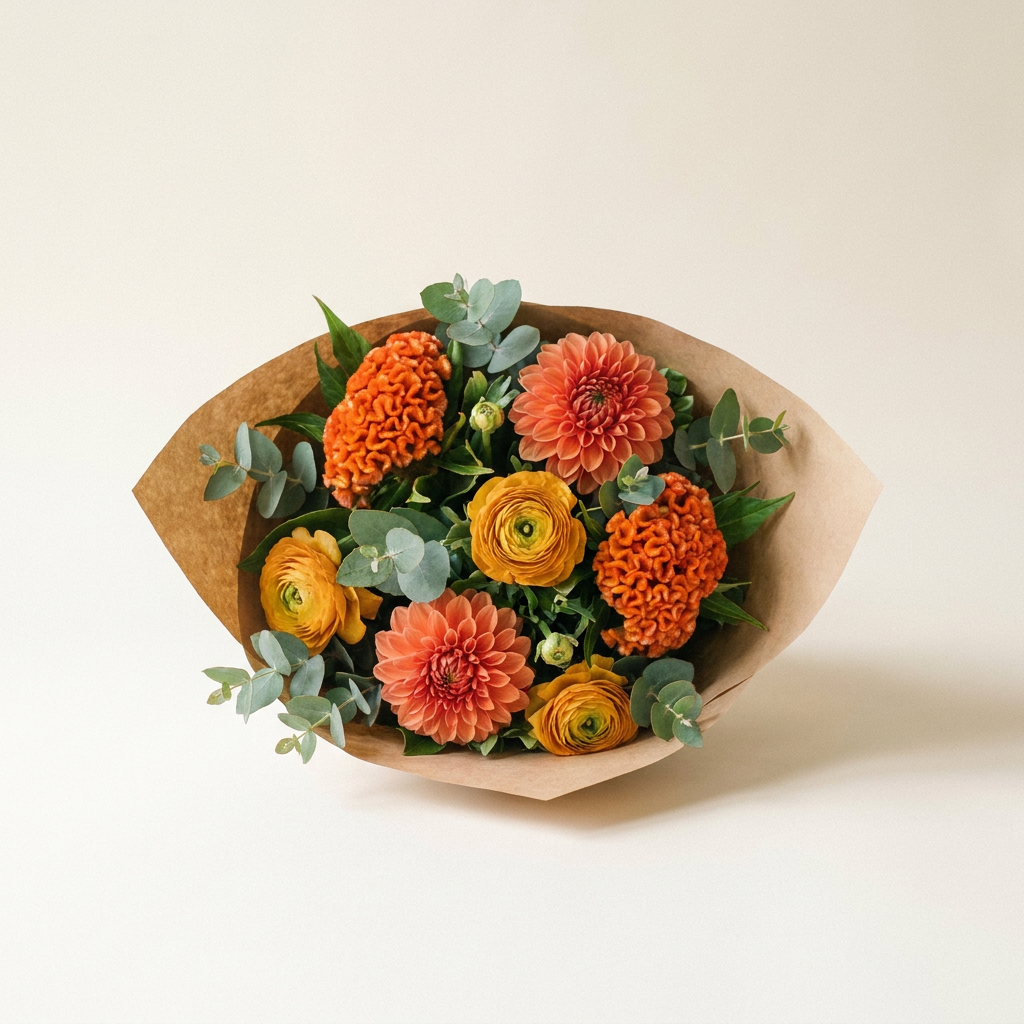 Bouquet rond Soleil célosie